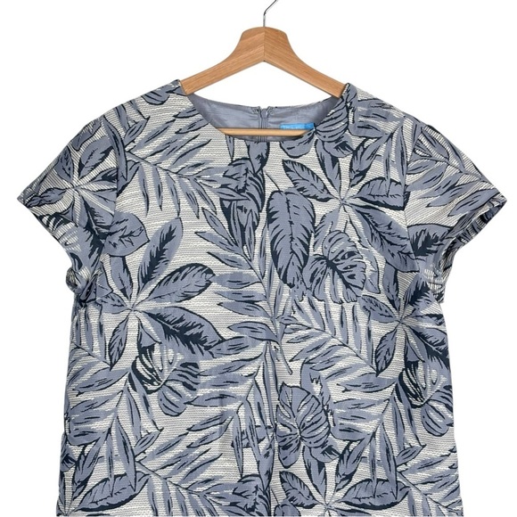 J. MCLAUGHLIN FRANCINE INDIGO LEAFLET SLATE BLUE CAP SLEEVE SHEATH DRESS - Picture 5 of 14